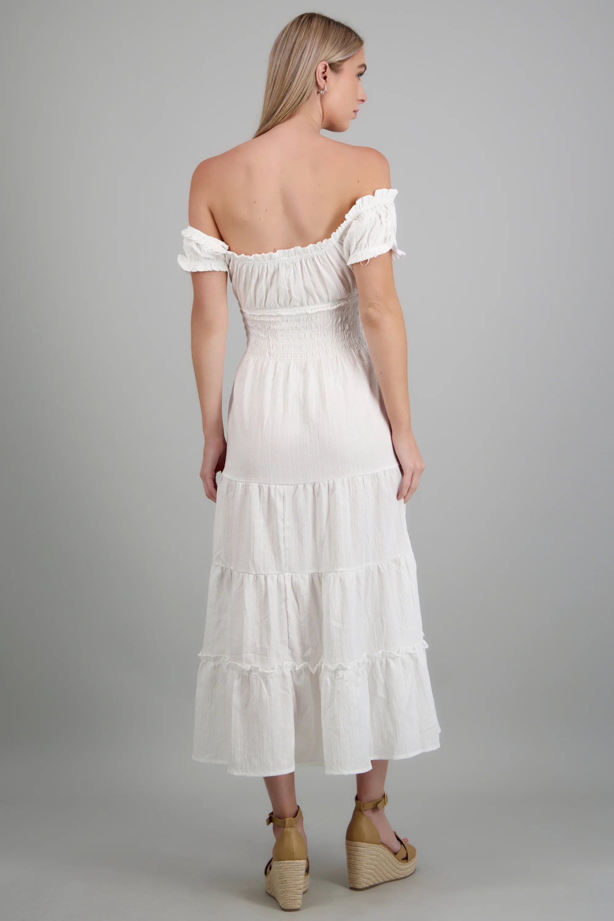 Vestido off shoulder detalle smock - Image 4
