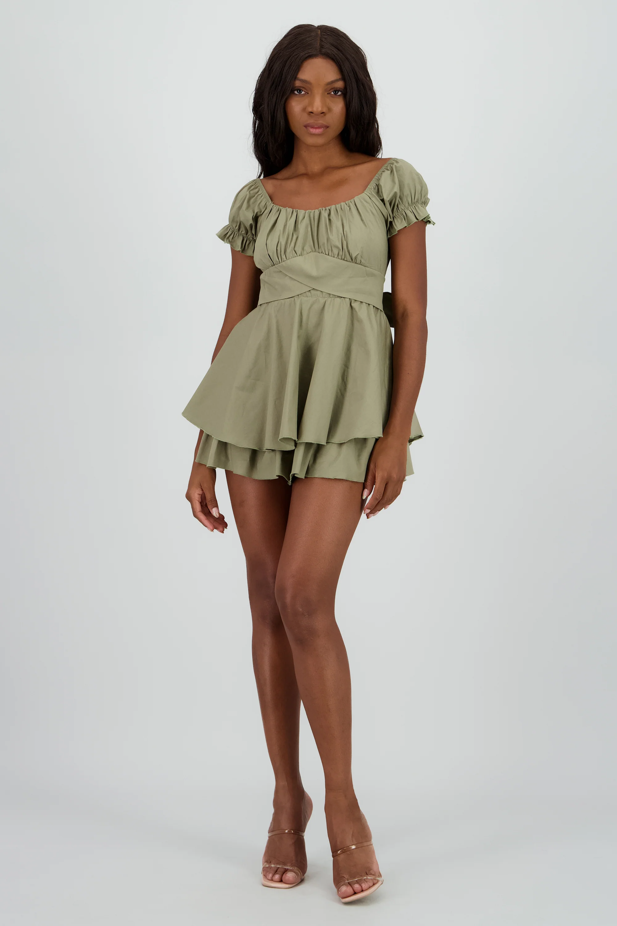 Vestido olanes manga corta