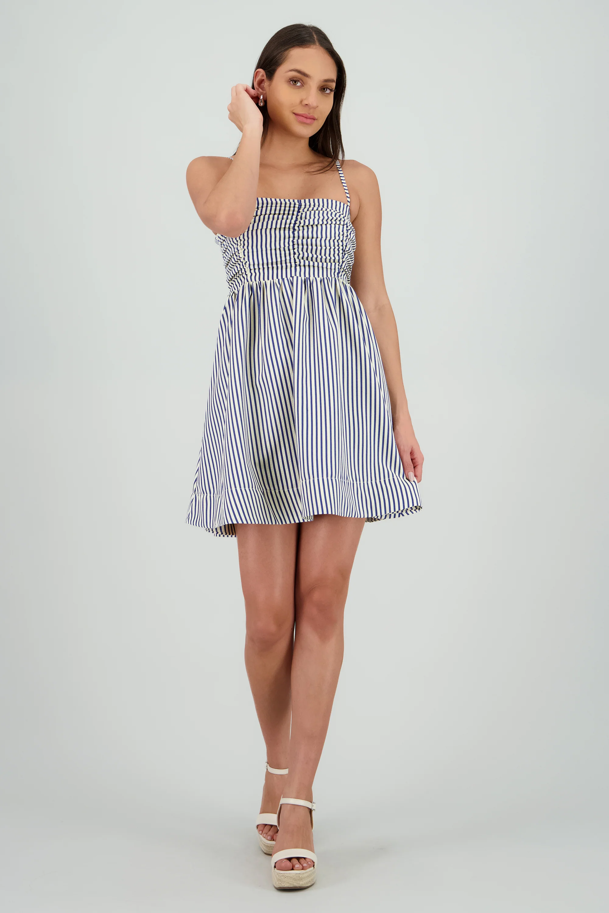 Vestido rayas mini drapeado - Image 2