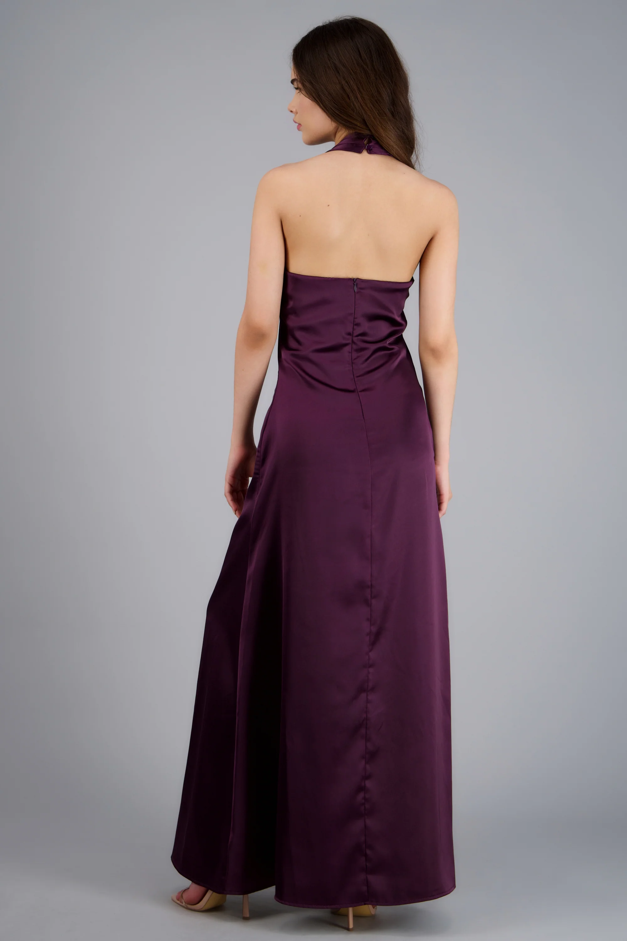 Vestido satin maxi escote halter - Image 4