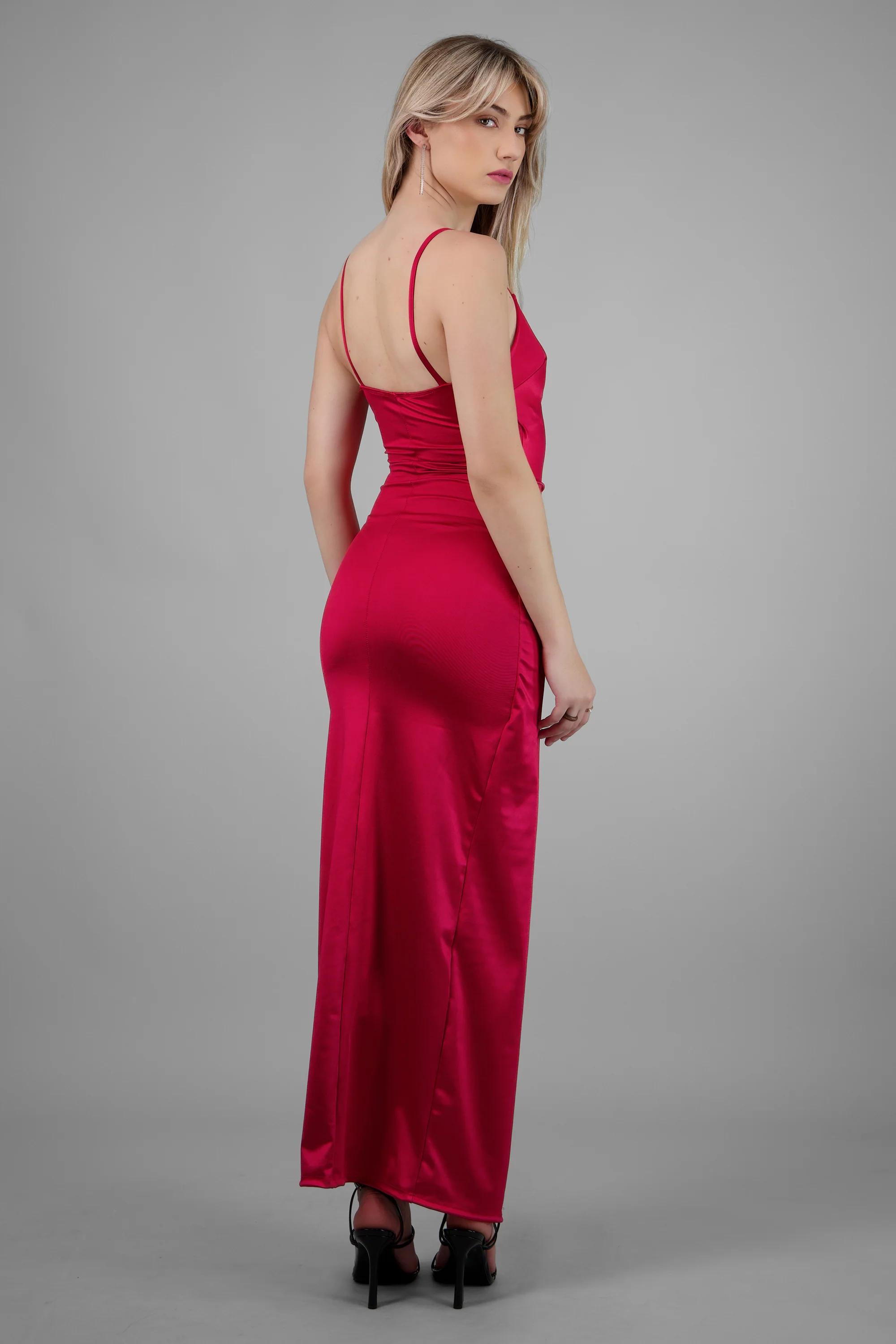 Vestido satinado midi - Image 4