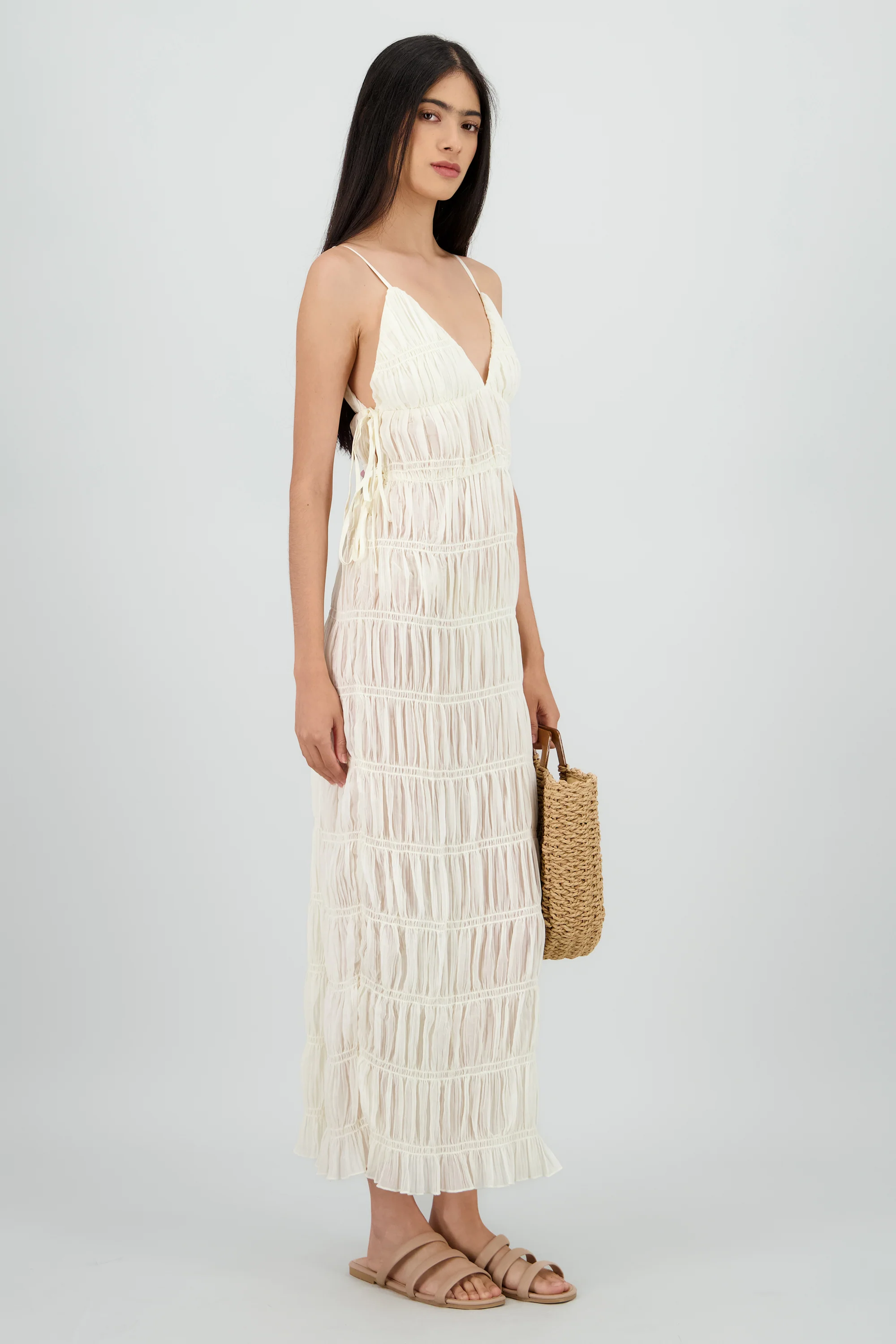 Vestido smock tirantes maxi - Image 3