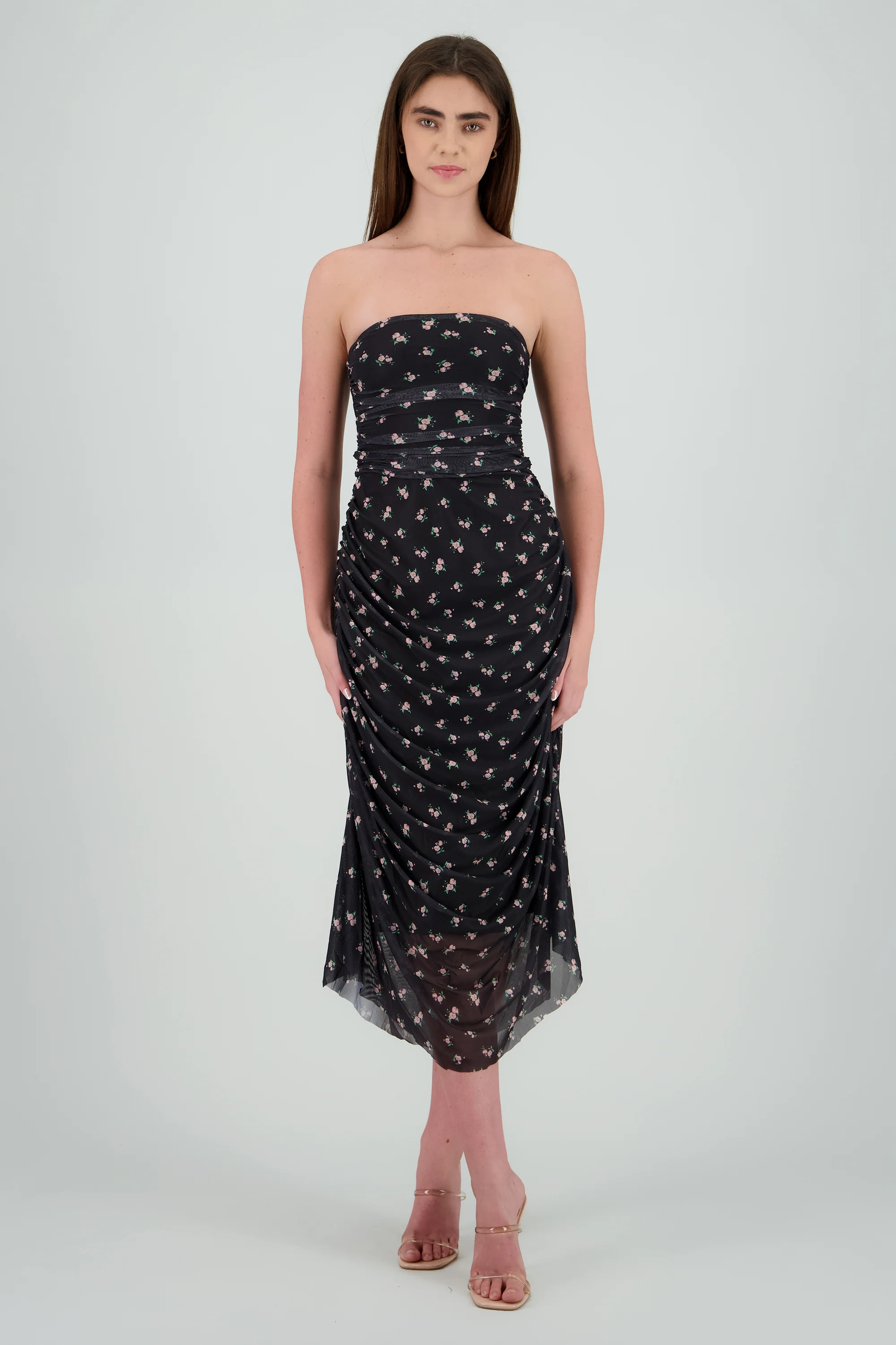 Vestido strapless de mesh estampado - Image 2