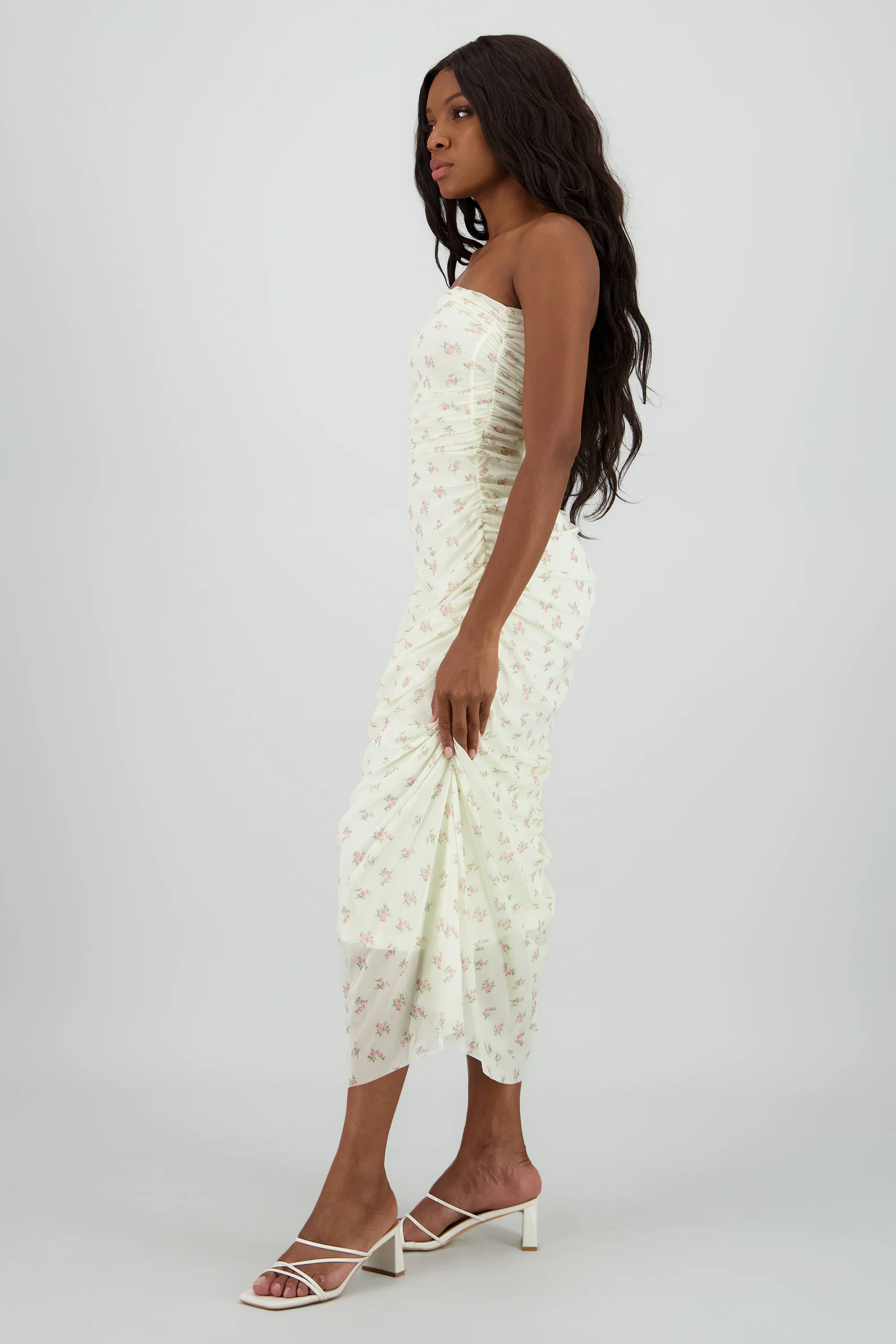 Vestido strapless de mesh estampado - Image 3