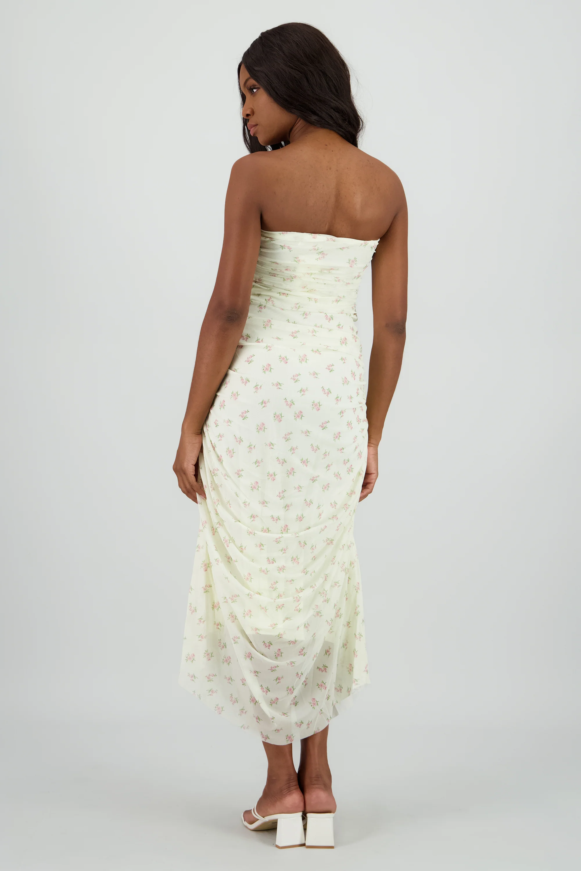 Vestido strapless de mesh estampado - Image 4