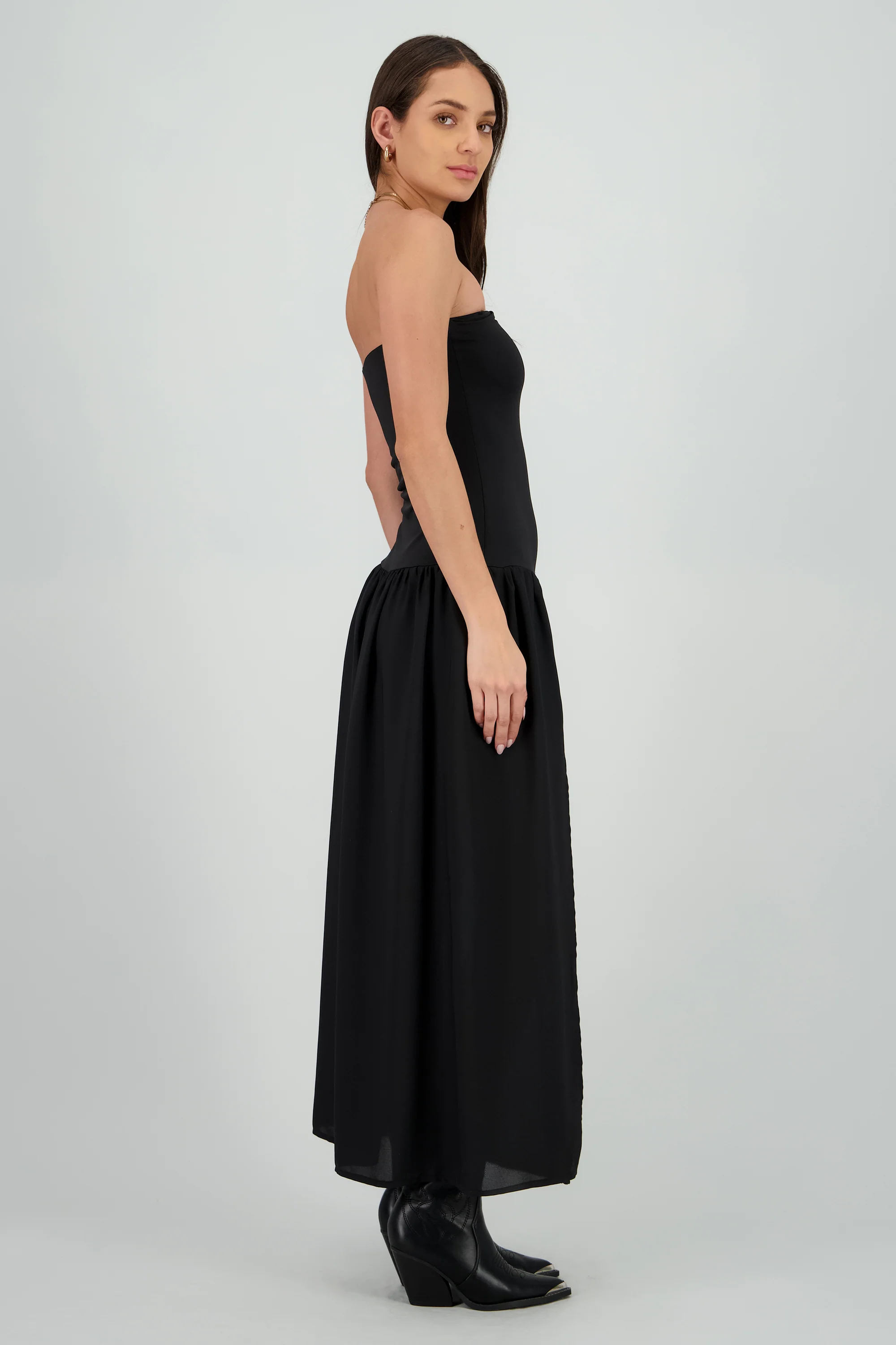 Vestido strapless detalle tela - Image 3