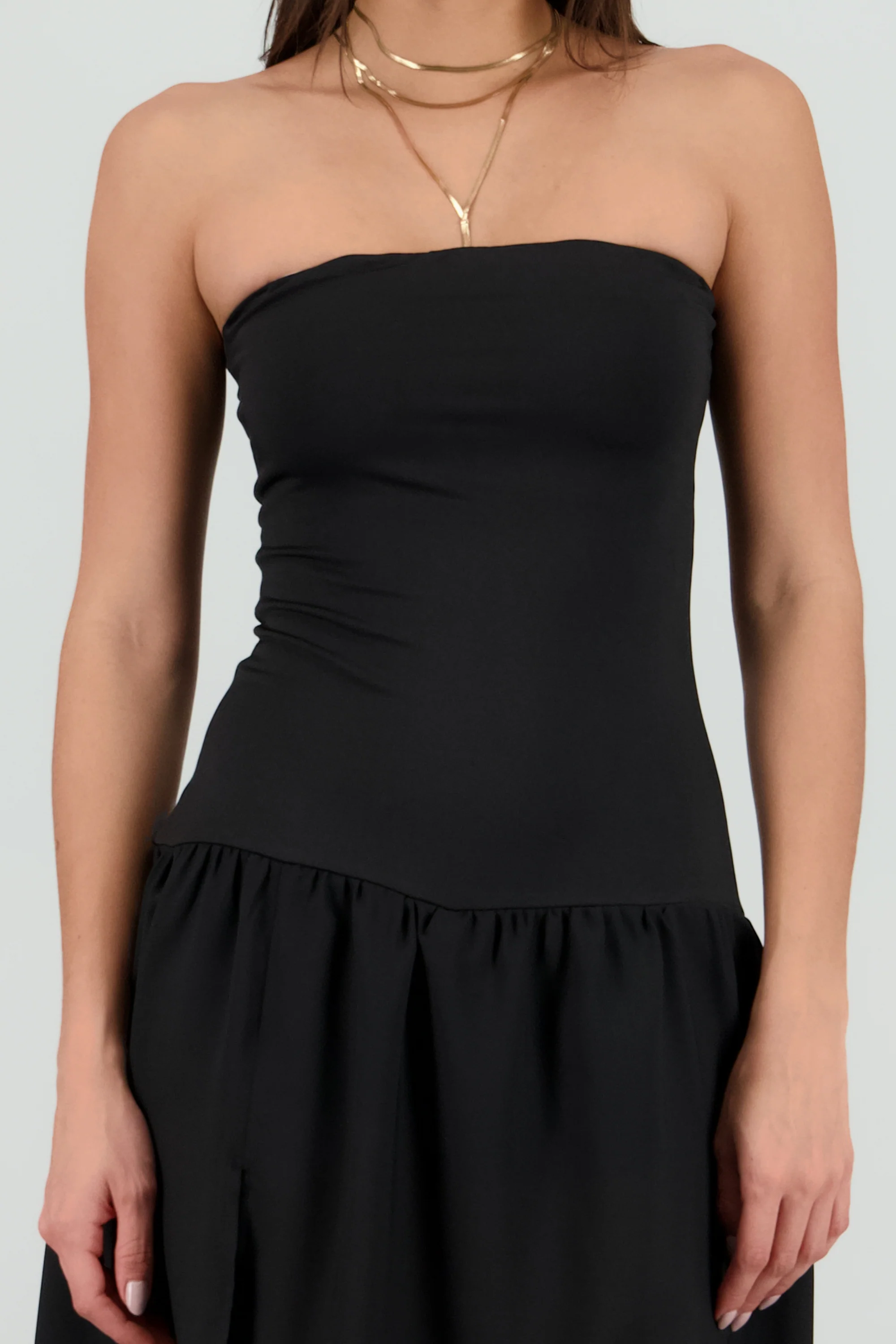 Vestido strapless detalle tela - Image 5