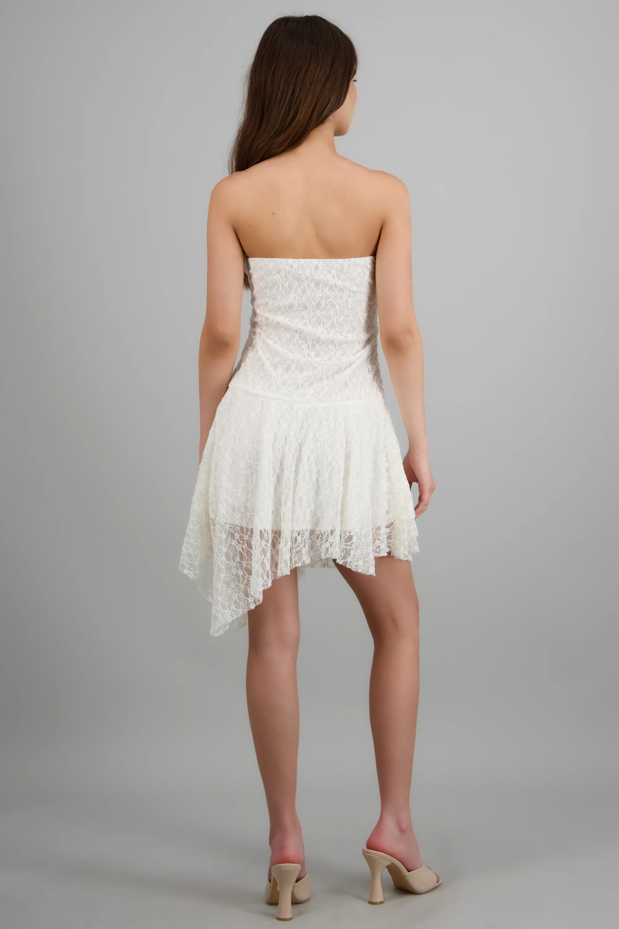 Vestido strapless encaje asimetrico - Image 4