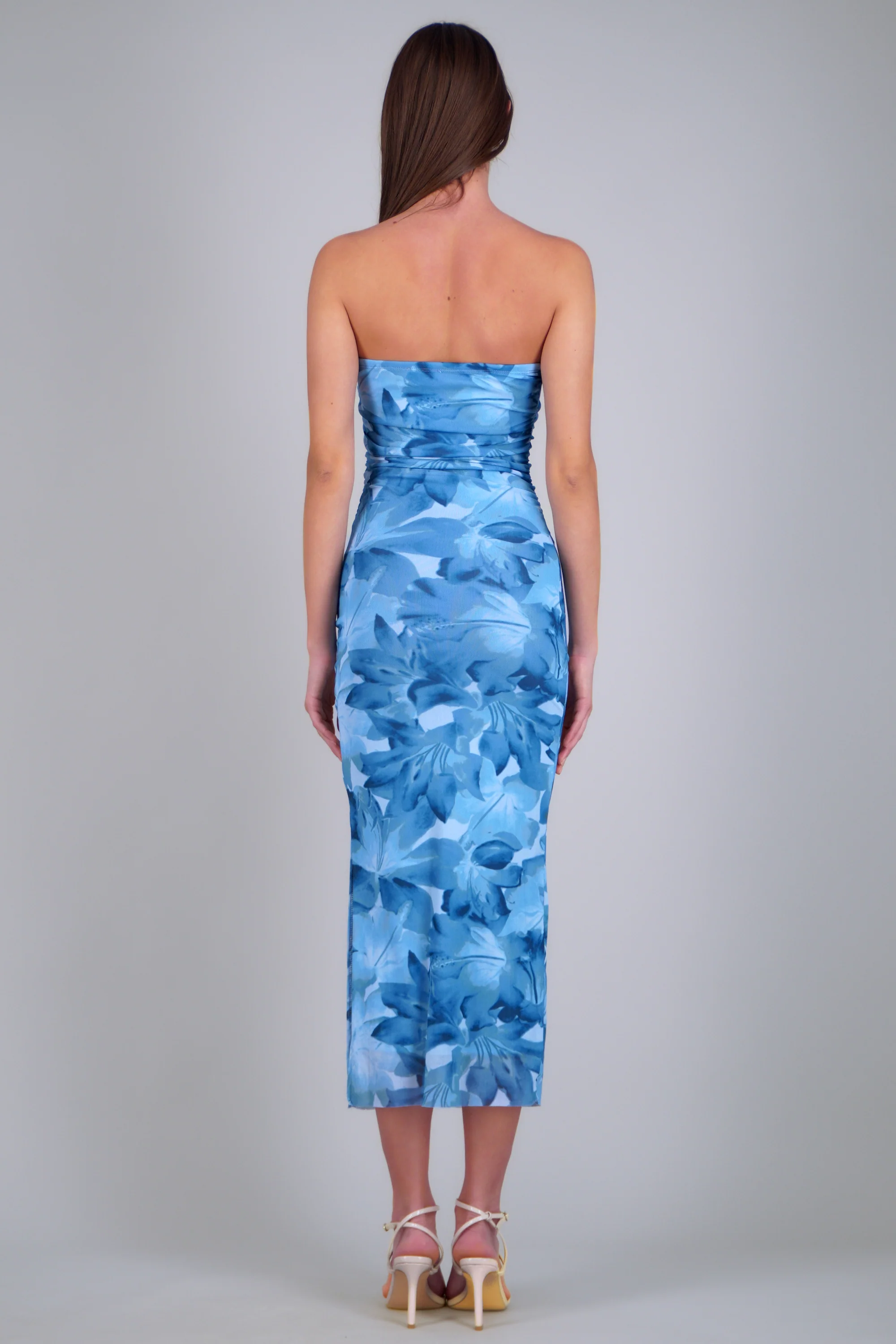 Vestido strapless estampado flores - Image 4