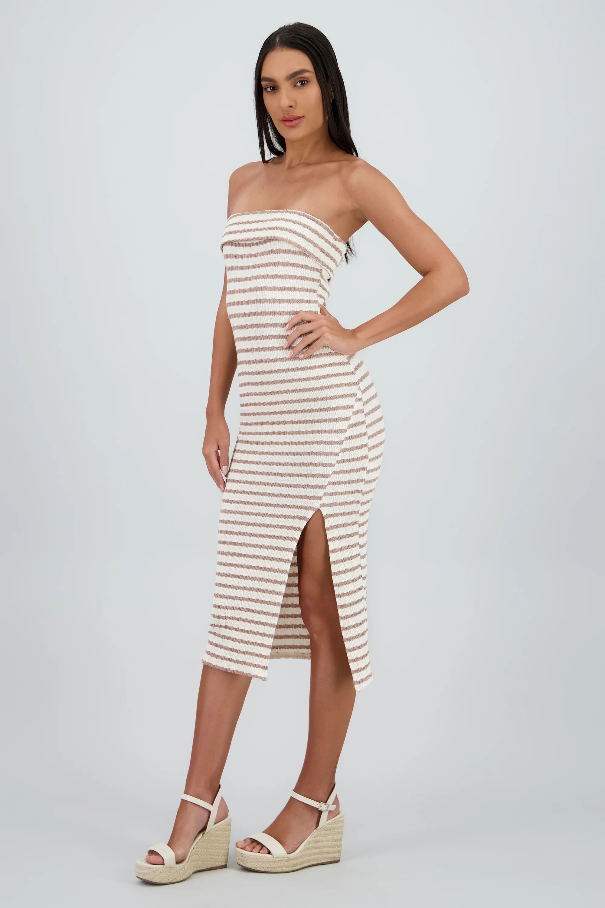 Vestido strapless estampado rayas - Image 3