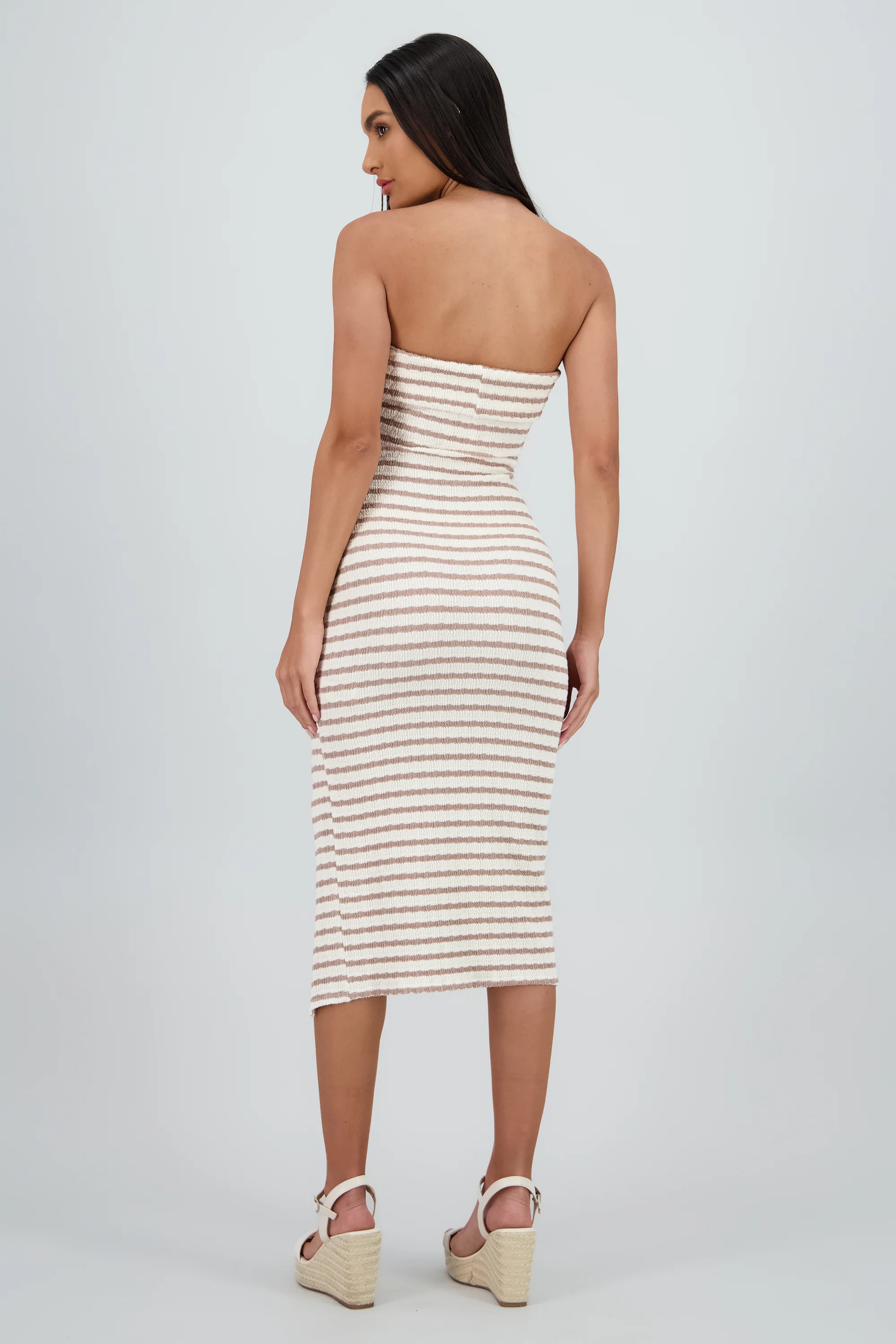 Vestido strapless estampado rayas - Image 4