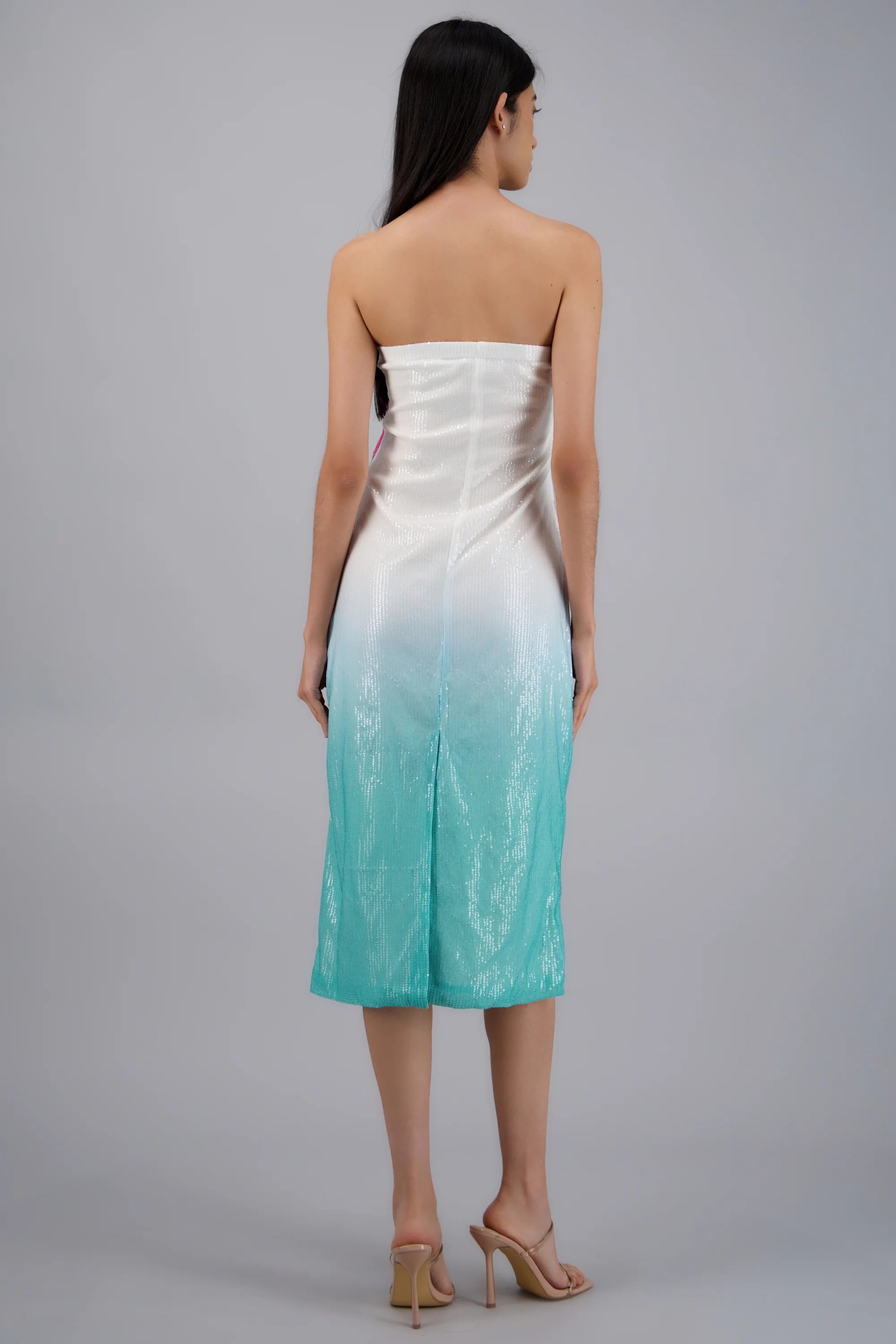 Vestido strapples flores detalle brillos - Image 4