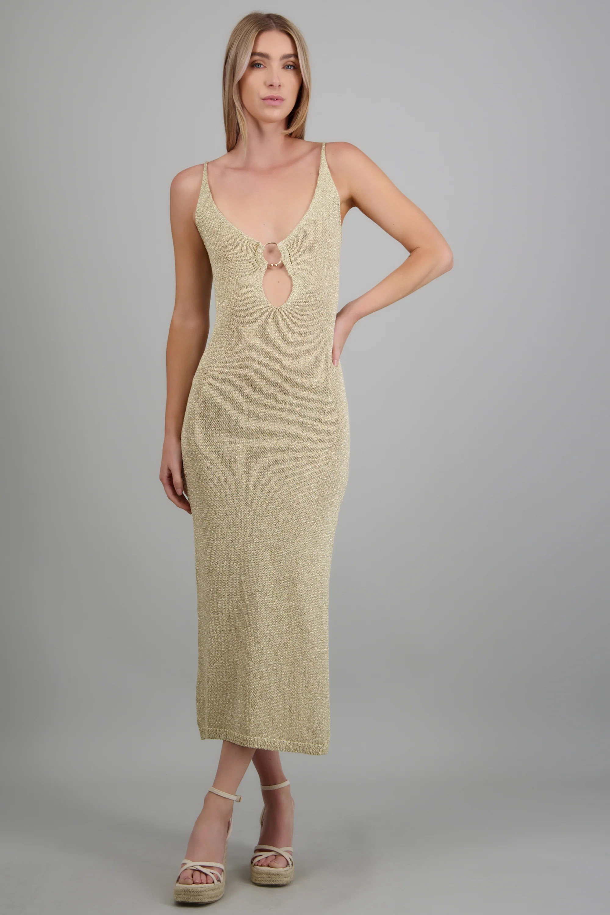 Vestido tejido lurex detalle argolla