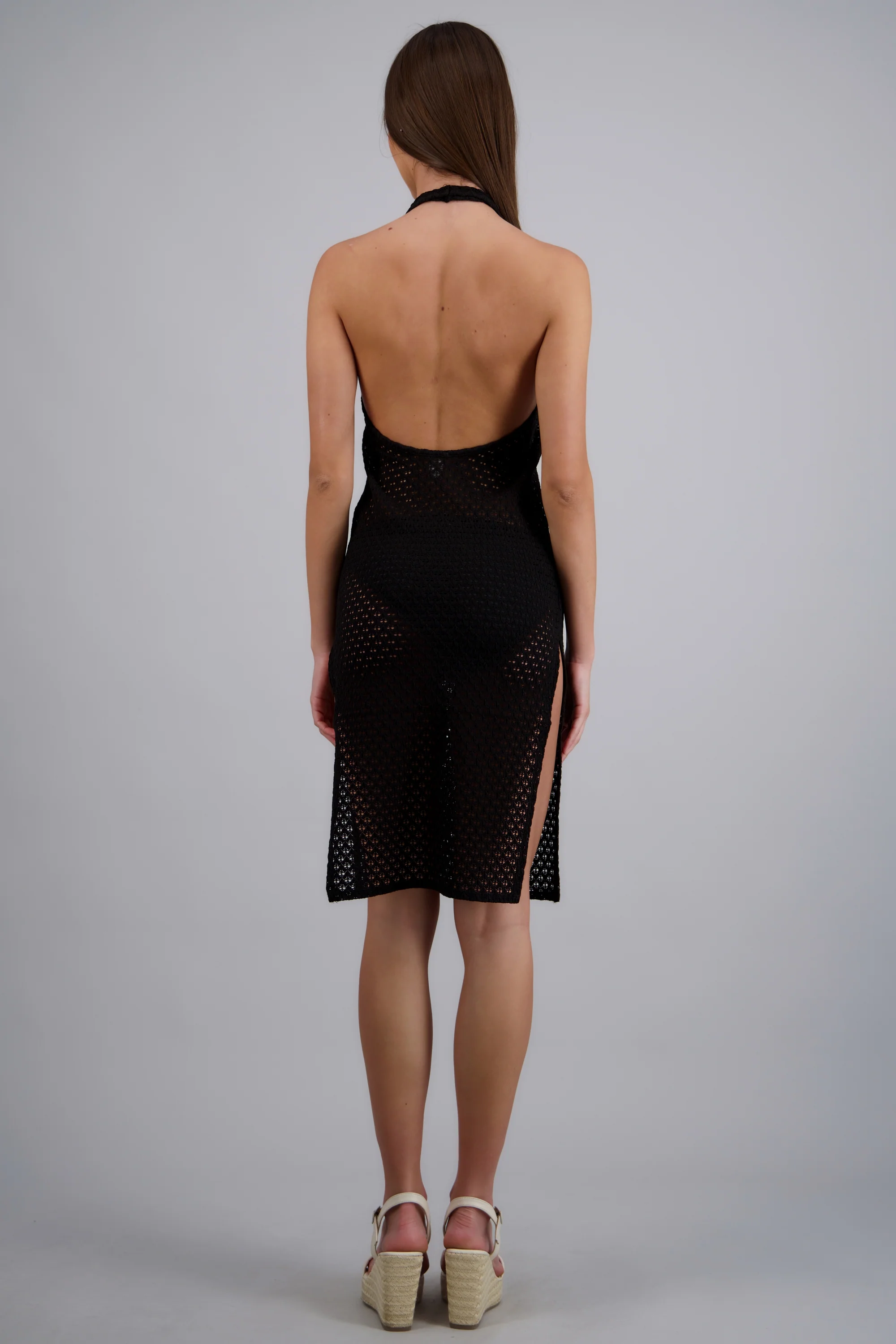 Vestido tejido midi halter detalle aro - Image 4