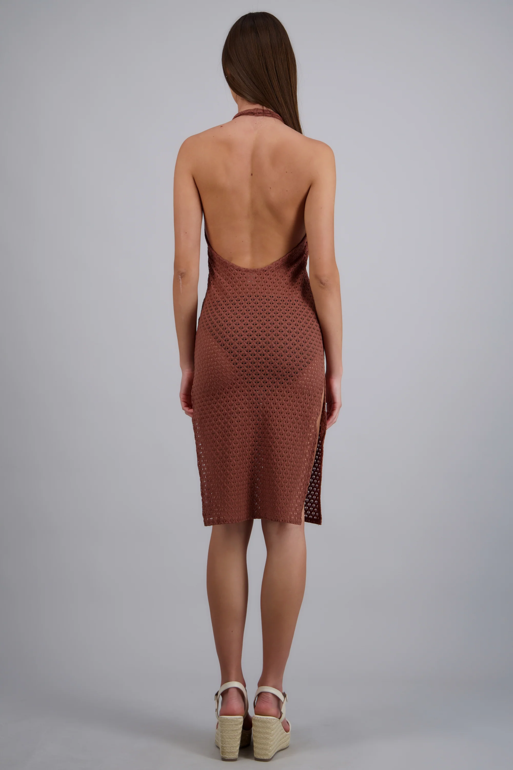 Vestido tejido midi halter detalle aro - Image 4