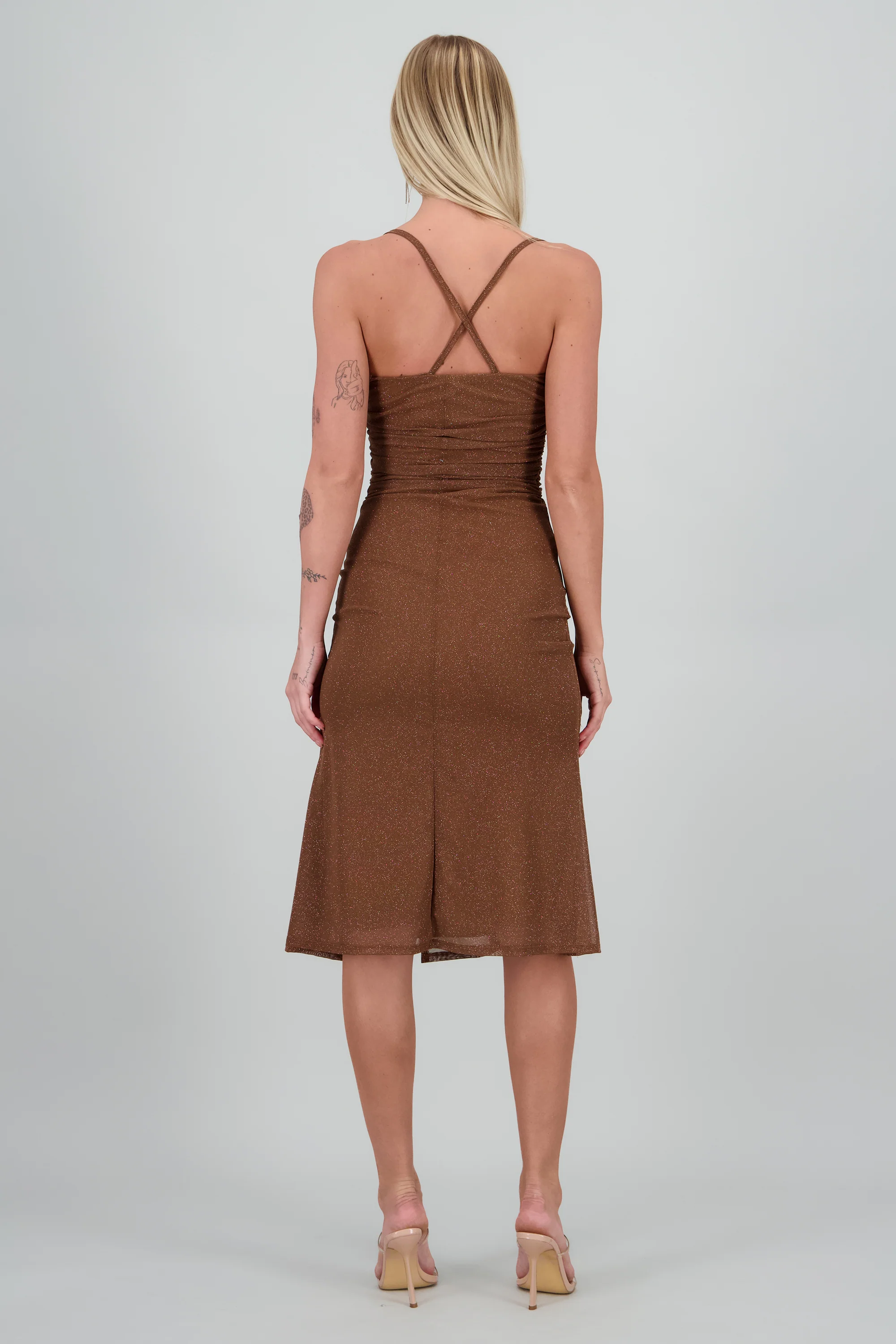 Vestido tirantes drapeado mesh - Image 4