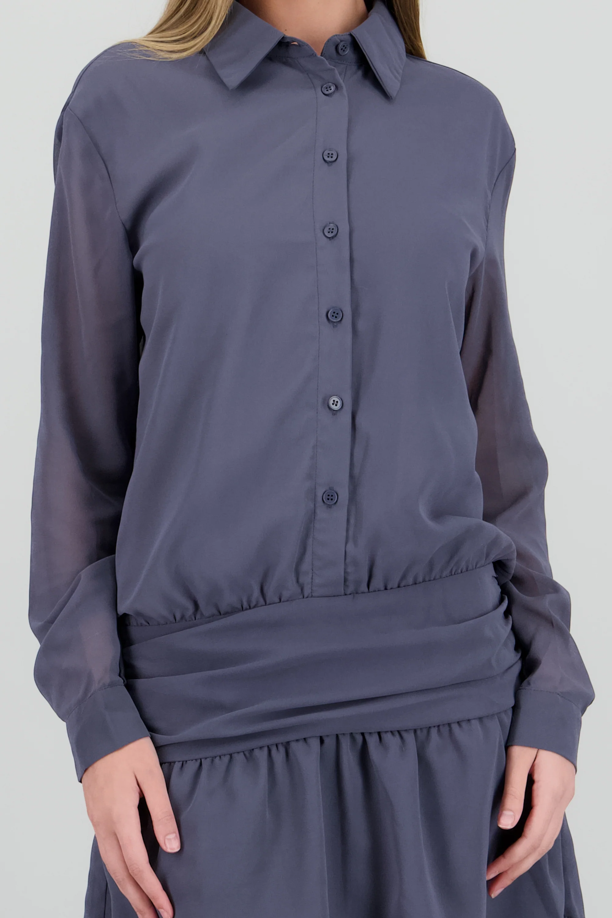 Vestido top camisa falda fruncida - Image 5