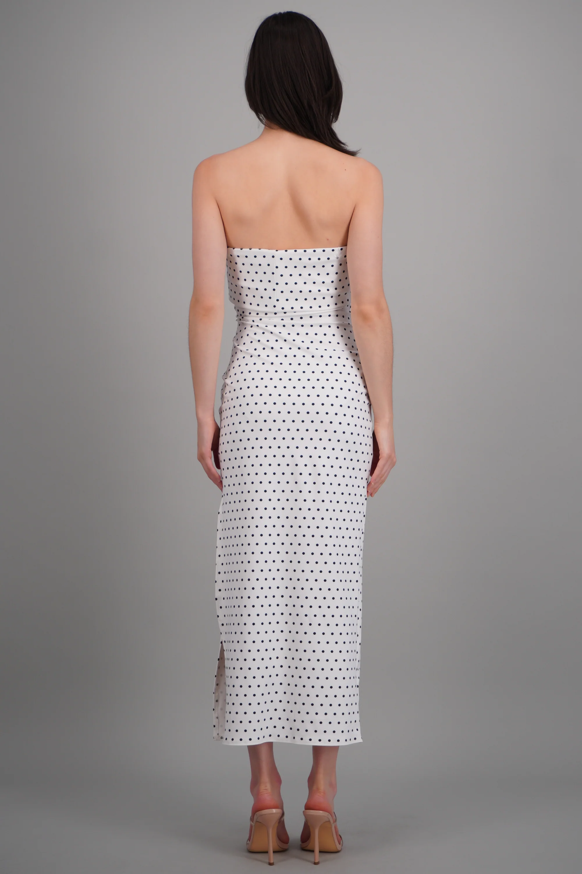 Vestido tubo doblez maxi polka dots - Image 4