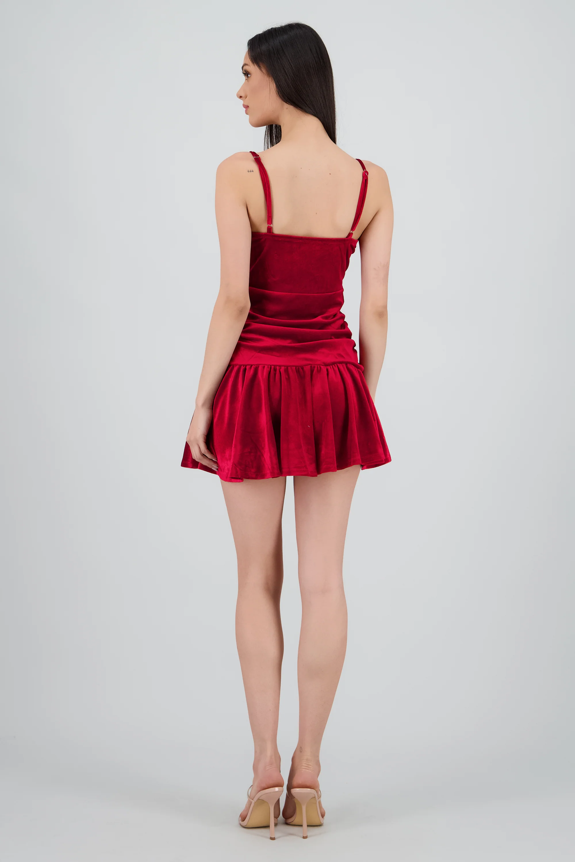 Vestido velvet detalle frunce tirantes - Image 4
