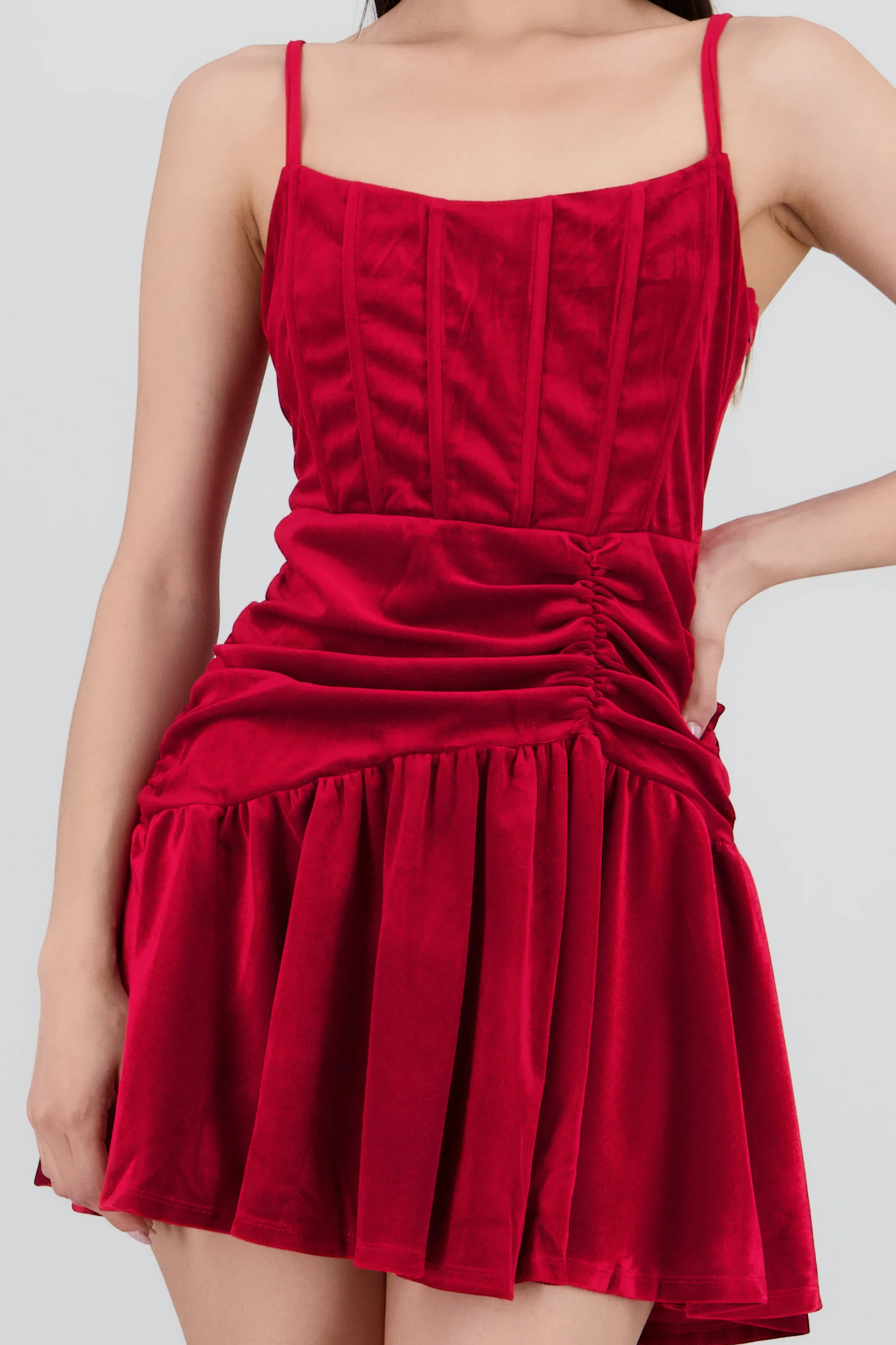 Vestido velvet detalle frunce tirantes - Image 5