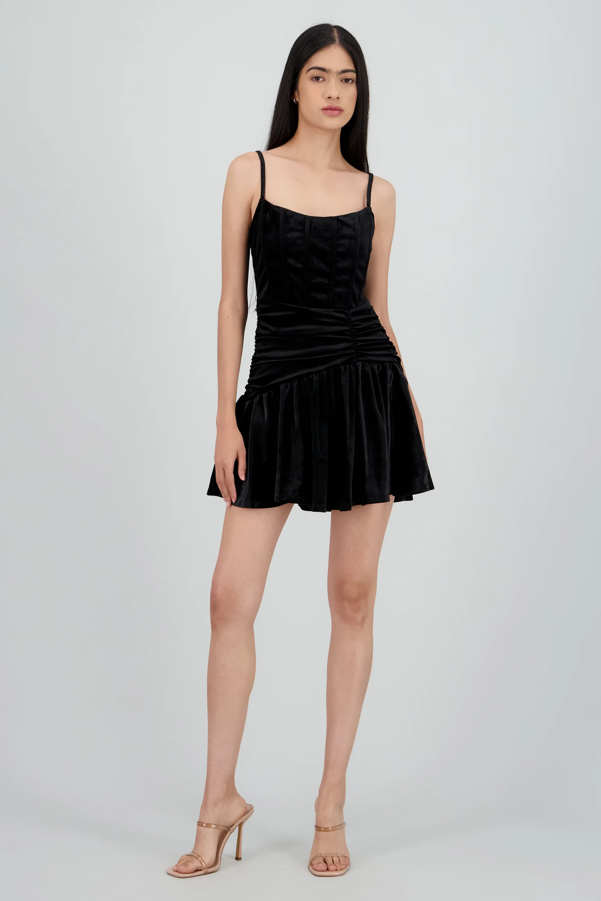 Vestido velvet detalle frunce tirantes - Image 2